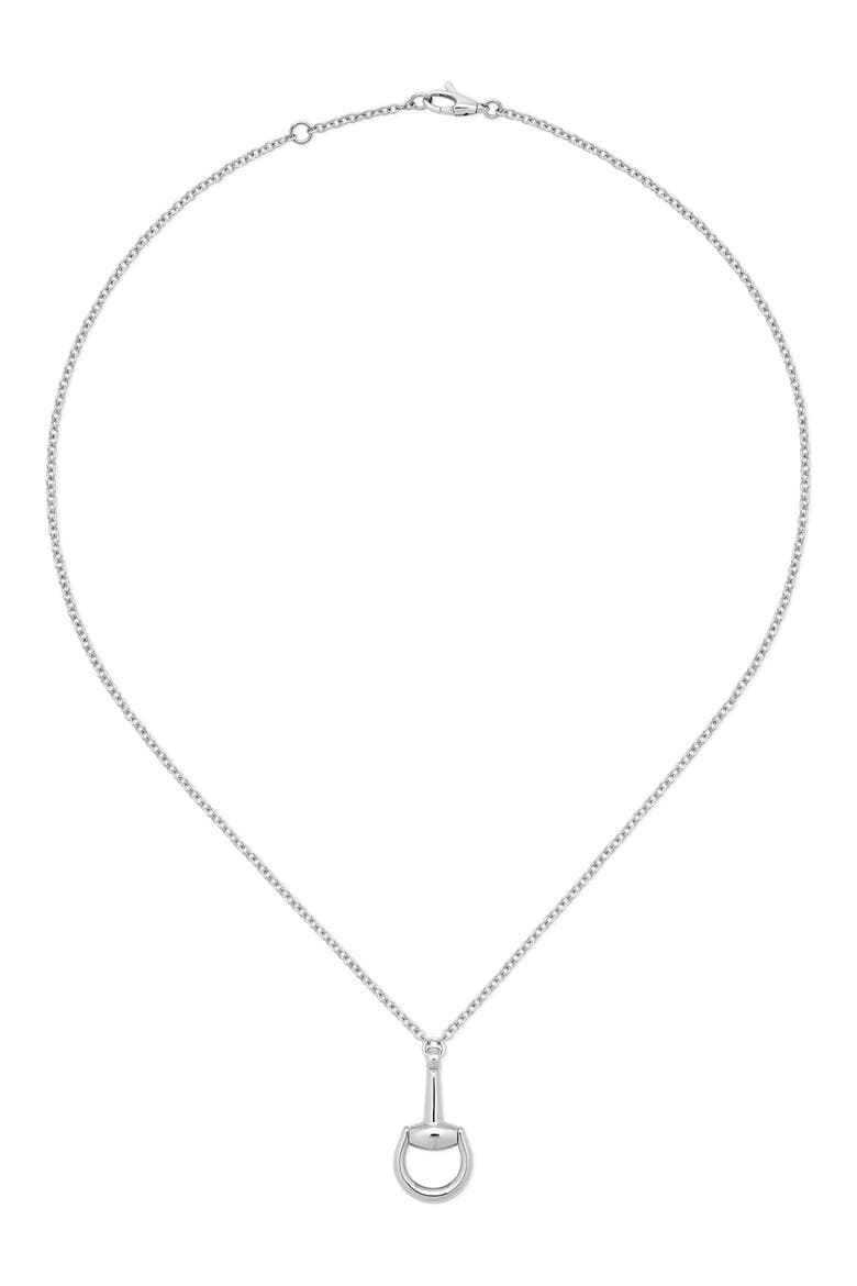 Pavé Diamond Horsebit Pendant Necklace, Alternate, color, WHITE GOLD