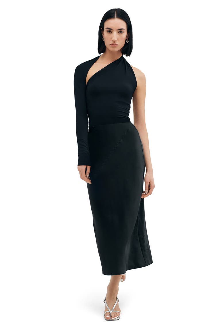 Milan One-Shoulder Jersey Top, Alternate, color, BLACK
