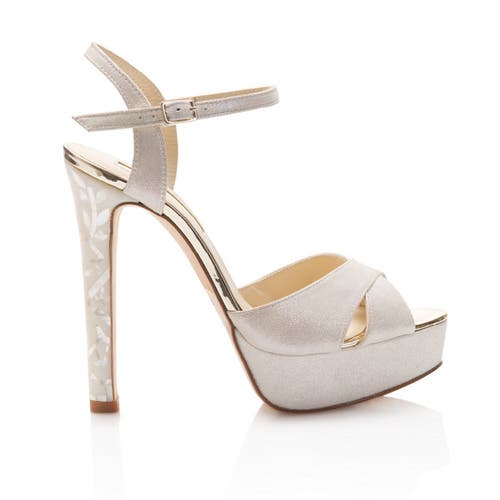 Freya Rose Ankle Strap Pearl Platform Heel Sandal in Ivory  product