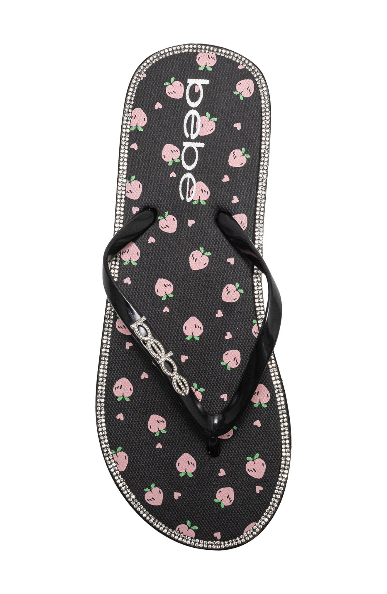 bebe Peach Flip Flop, Alternate, color, Black