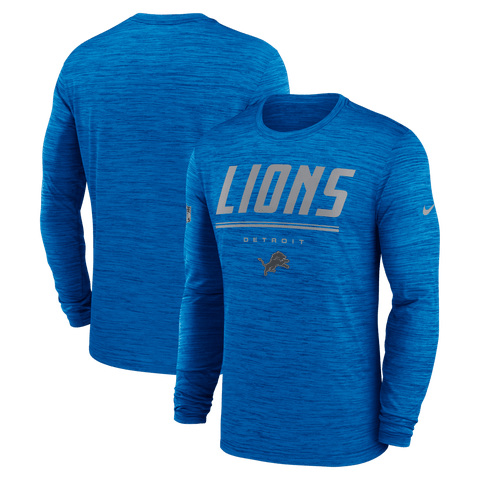 Men's Nike Blue Detroit Lions Sideline Offensive Transition Velocity Dri-FIT Long Sleeve T-Shirt