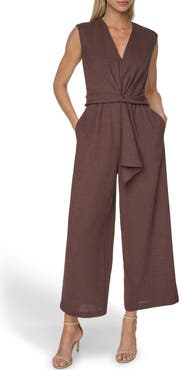 Calvin Klein Twist Front Wide Leg Jumpsuit