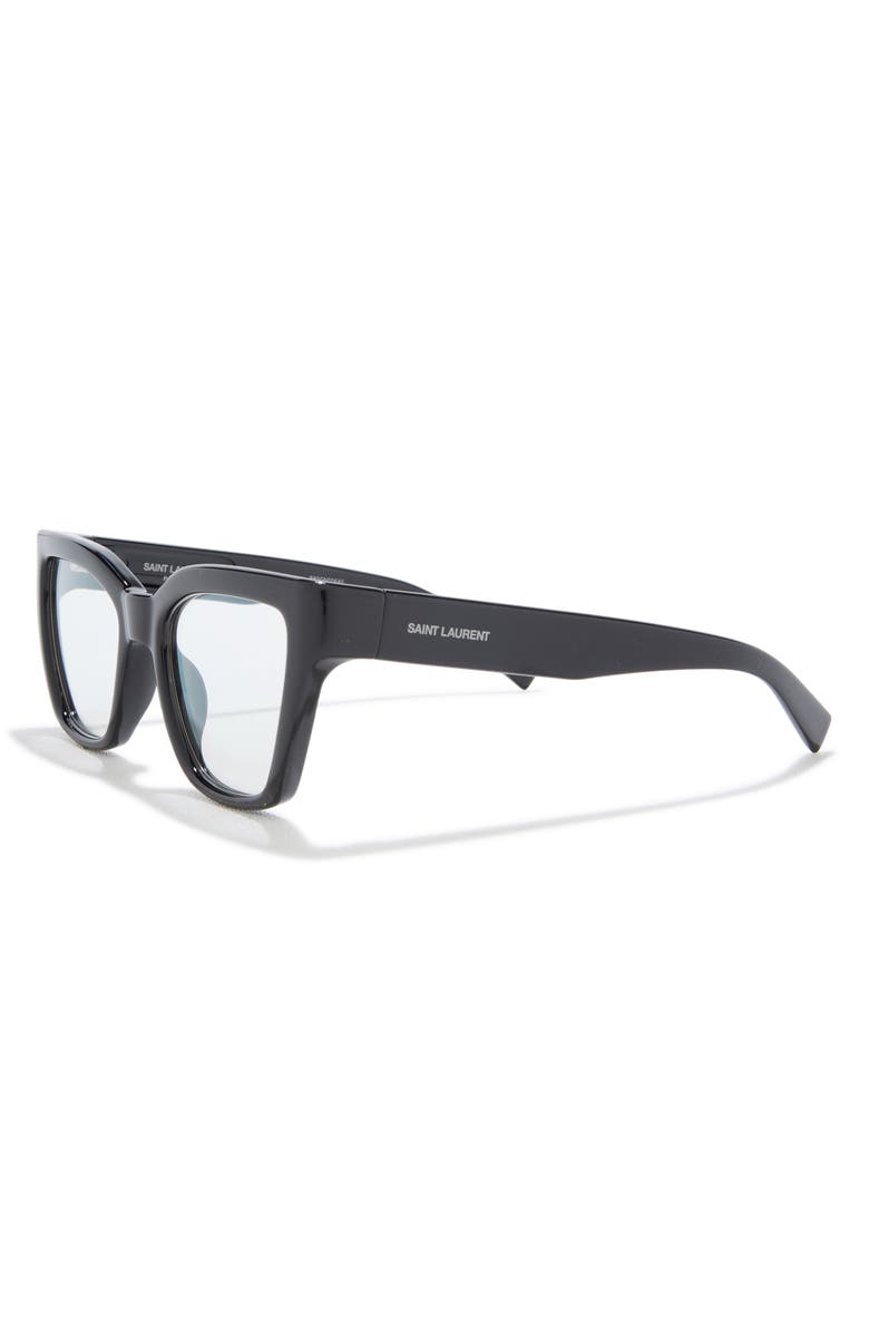 Saint Laurent 52mm Cat Eye Optical Glasses, Alternate, color, Black Black Transparent