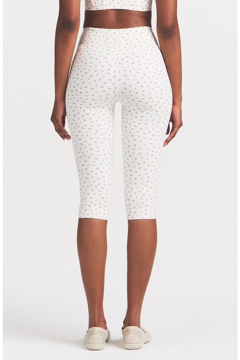 Matte Floral High Waist Crop Leggings, Alternate, color, NSKM ACTV IVORY/ NSKM FLAMINGO