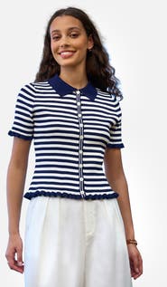 Yumi Nautical Striped Knitted Top