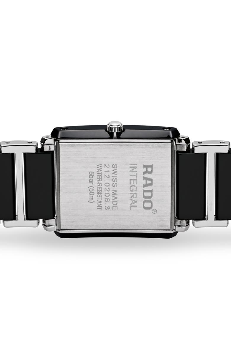 RADO Integral Diamond Ceramic Bracelet Watch, 31mm x 41.1mm, Alternate, color, Black/Silver