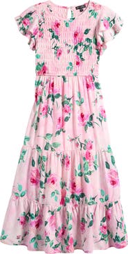 Ava & Yelly Kids' Chiffon Smocked Ruffle Maxi Dress