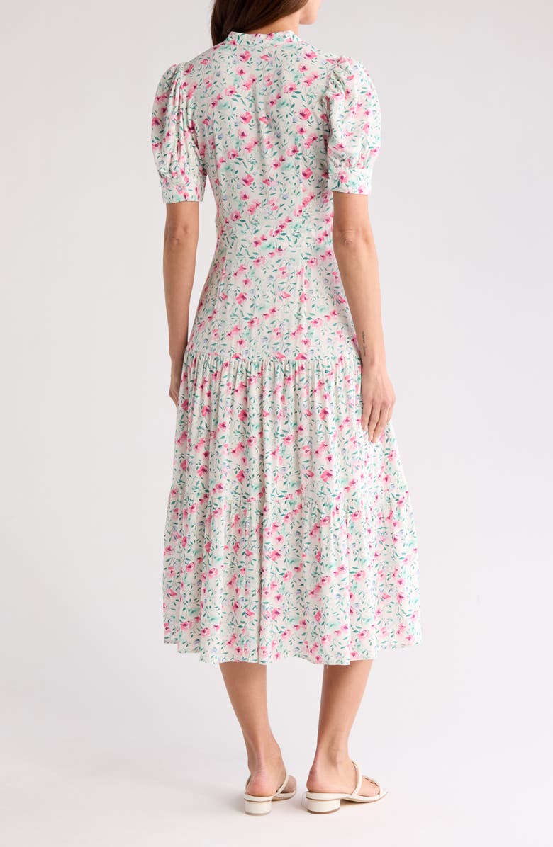 BY DESIGN Grace Button Front Midi Dress, Alternate, color, Babys Breath