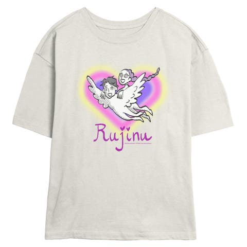 Junior's Fan Art Rujinu Heart Short Sleeve Skimmer T-Shirt