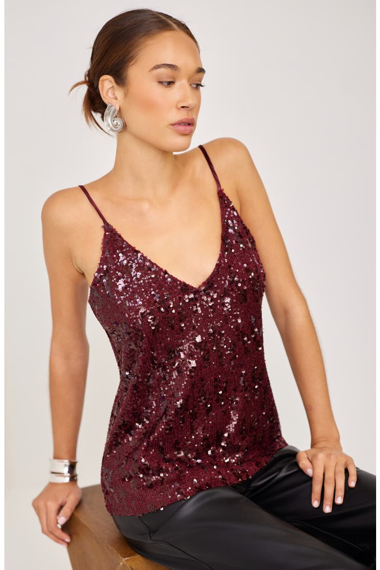 Leah Sequin Camisole, Alternate, color, MERLOT