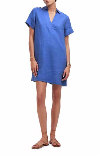 Madewell Johnny Collar V-Neck Linen Minidress