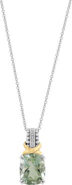 EFFY Sterling Silver & 14K Gold Green Quartz & Diamond Pendant Necklace