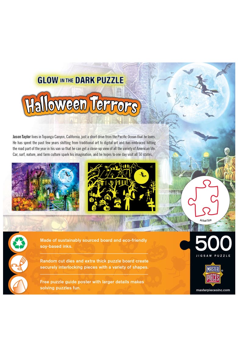Halloween Terrors 500 Piece Glow Puzzle, Alternate, color, Multicolor