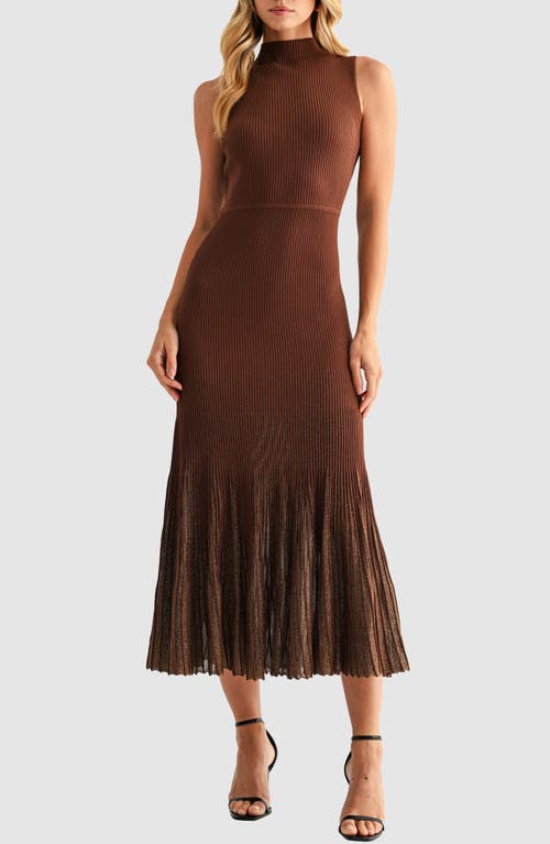 Mila Mae Sleeveless Mermaid Hem Sweater Dress In Brown