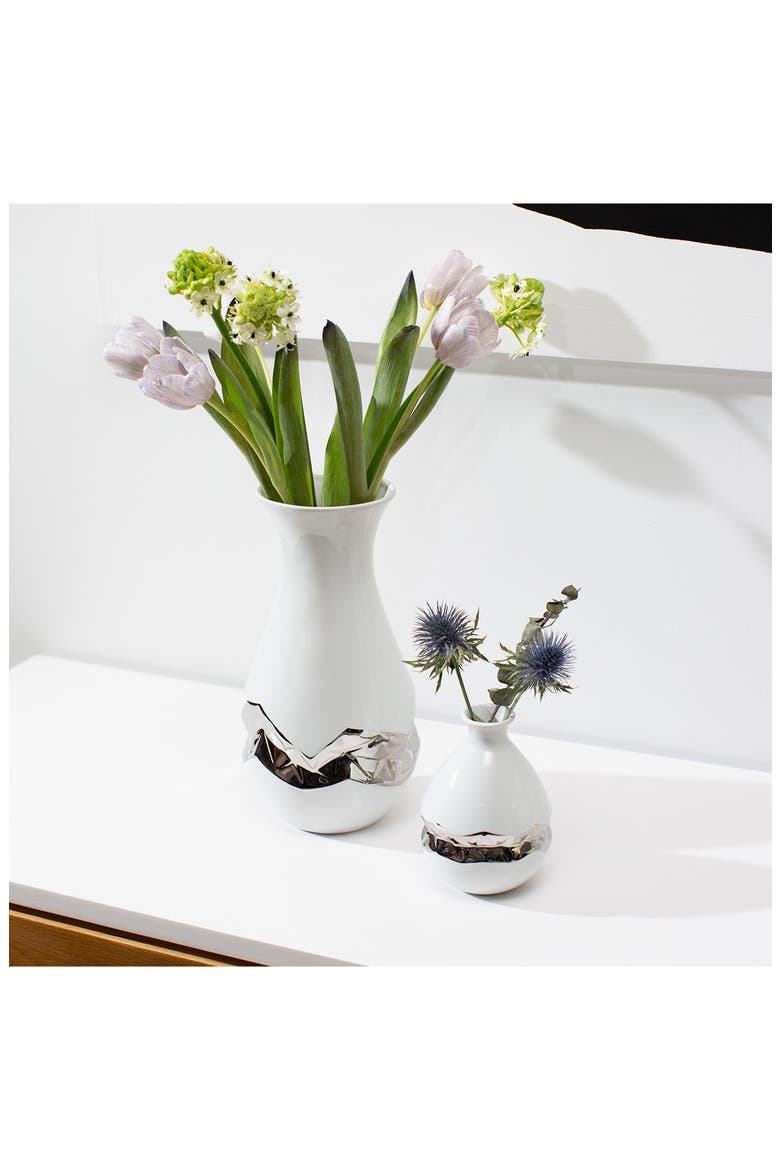 Talianna Oro Bud Vase, Alternate, color, WHITE AND SILVER