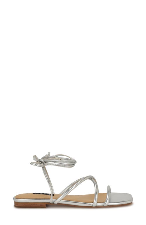 Nine West Mikila Ankle Wrap Sandal In Silver