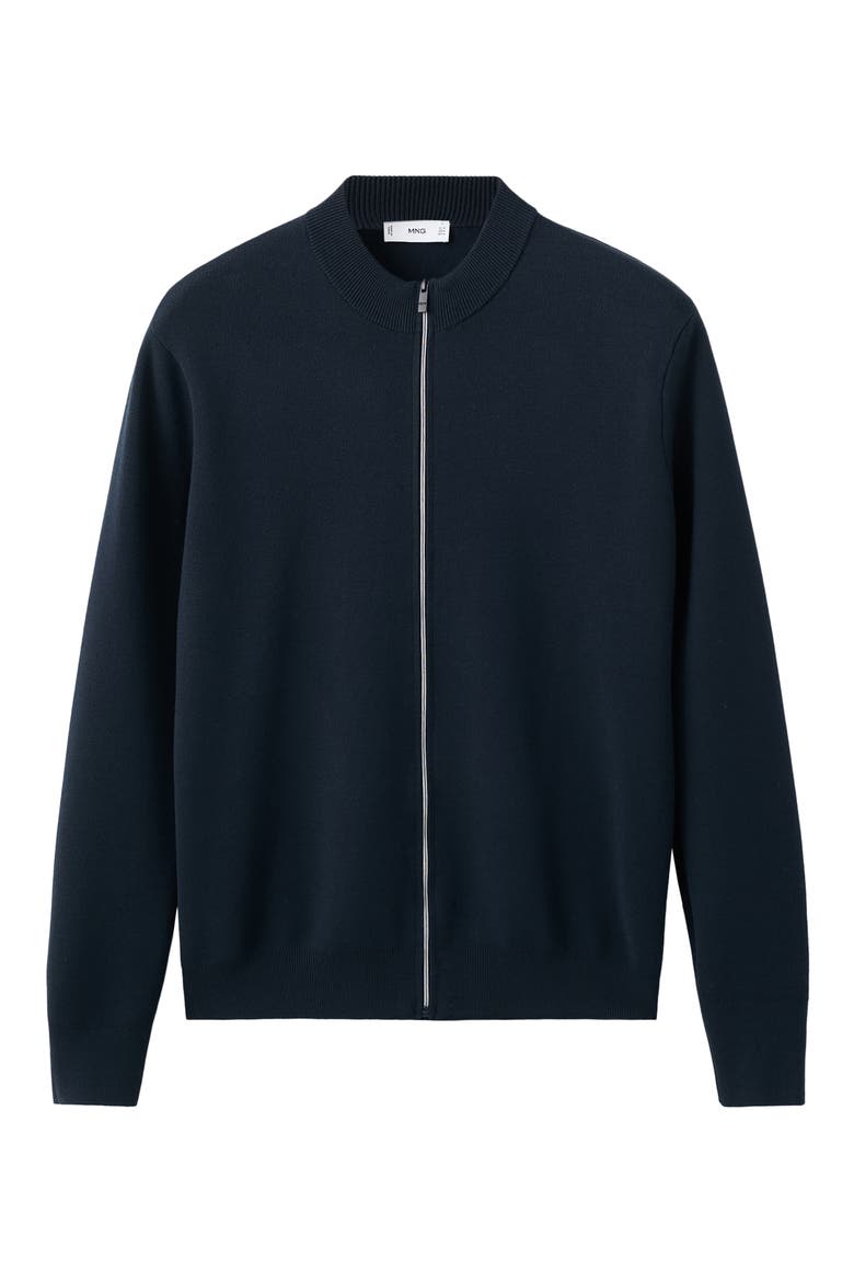 Comfort Stretch Crewneck Zip Cardigan, Alternate, color, NAVY