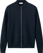 MANGO Comfort Stretch Crewneck Zip Cardigan