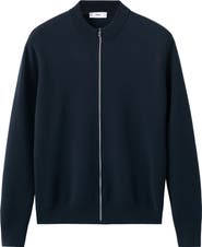 MANGO Comfort Stretch Crewneck Zip Cardigan