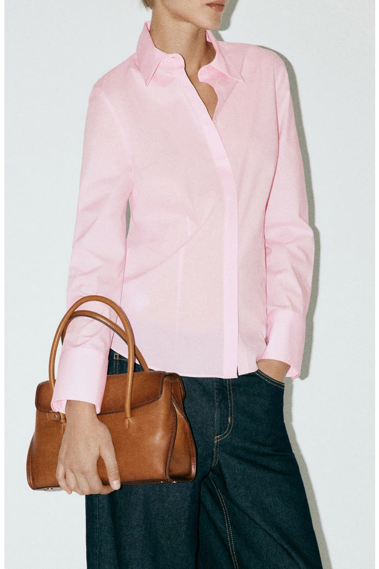 Slim Fit Stretch Poplin Shirt, Alternate, color, LIGHT PINK
