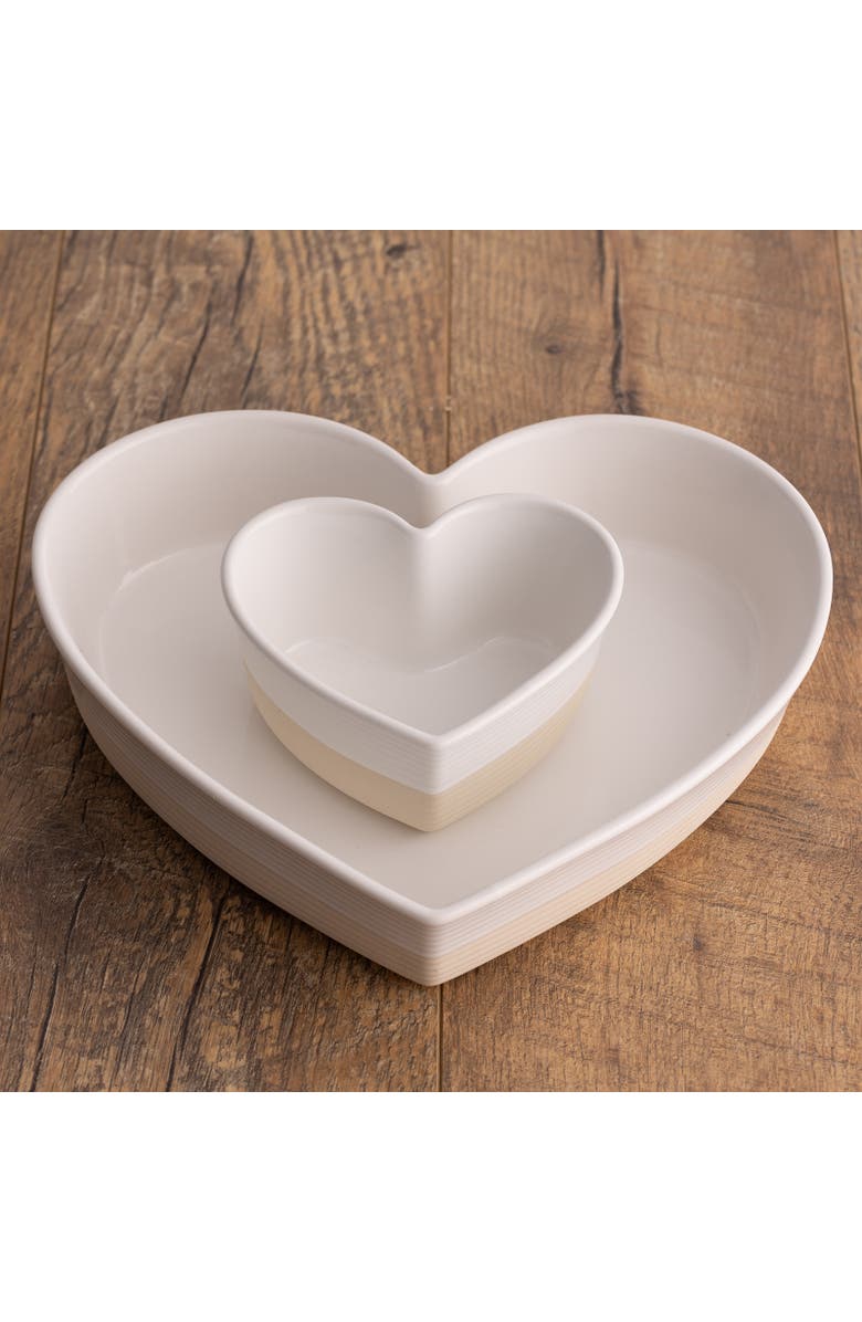 MASON CASH Rustic Charm Heart Baking Dish, 5.5" 375ml Mini Stoneware Oven Dish, Alternate, color, Beige