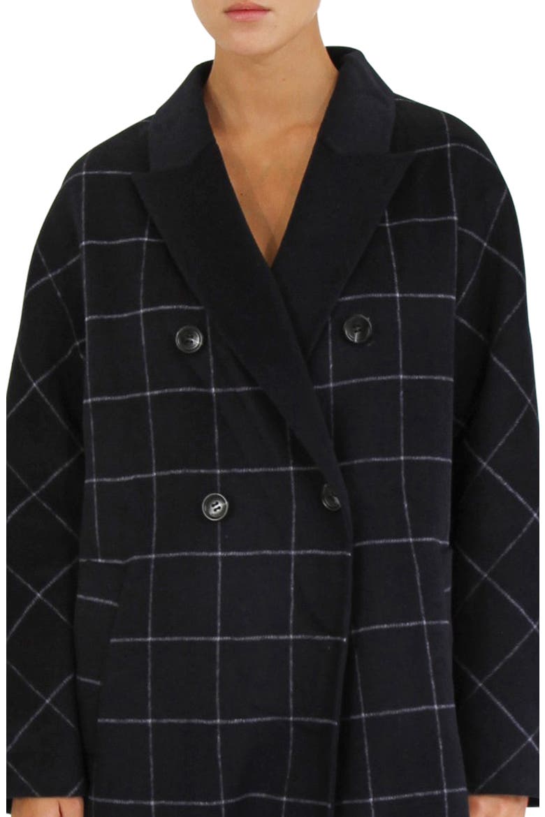 Guest List Windowpane Plaid Wool Blend Coat, Alternate, color, NAVY PLAID
