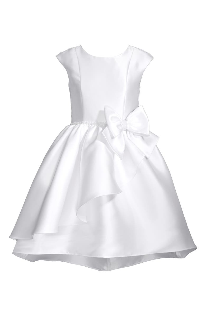 Iris & Ivy Kids' Side Bow Cascade First Communion Dress, Main, color, 