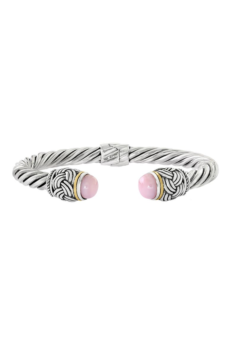 Sterling Silver & 18K Gold Pink Opal Bracelet, Main, color, PINK