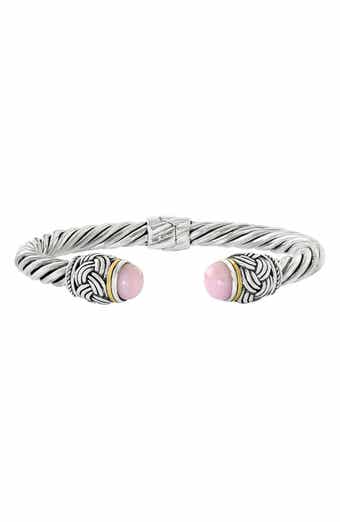 Sterling Silver & 18K Gold Pink Opal Bracelet