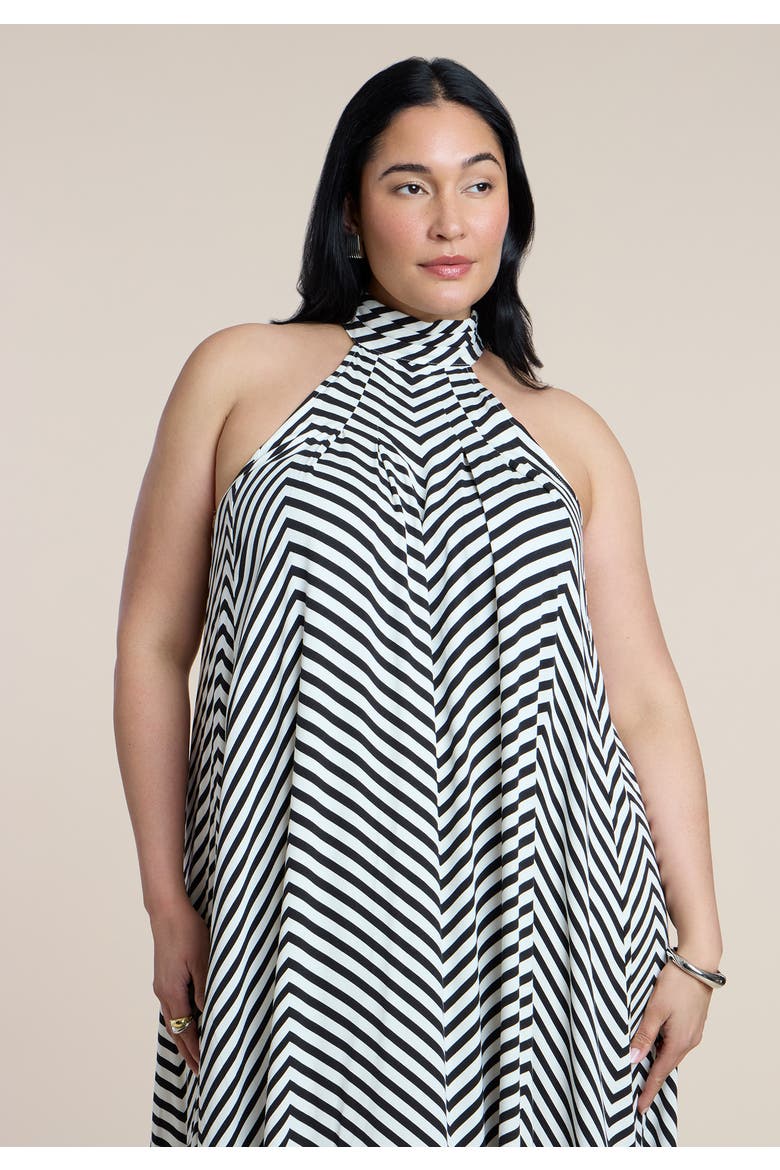 Trapeze Halter Maxi Dress, Alternate, color, CHEVRON ROW