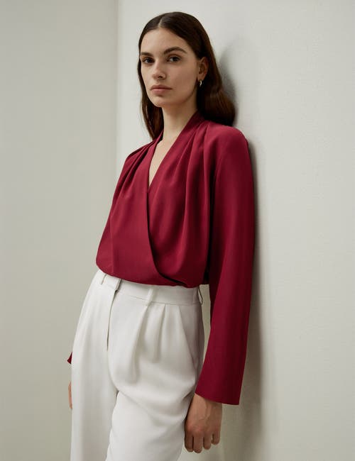 Shop Lilysilk Silk Crêpe De Chine Long Sleeve Blouse In Cherry Red
