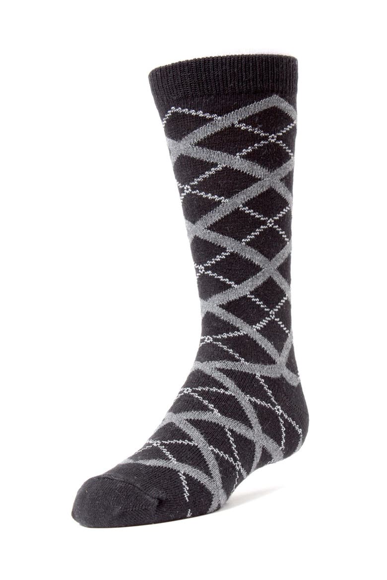 Diamond Interlock Crew Socks, Main, color, Black