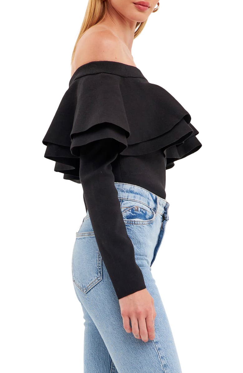 Endless Rose Off the Shoulder Knit Top, Alternate, color, Black