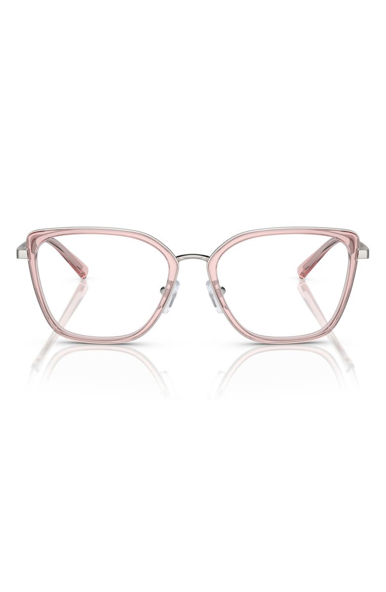 Emporio Armani 52mm Cat Eye Optical Glasses, Main, color, Silver / Pink / Demo Lens