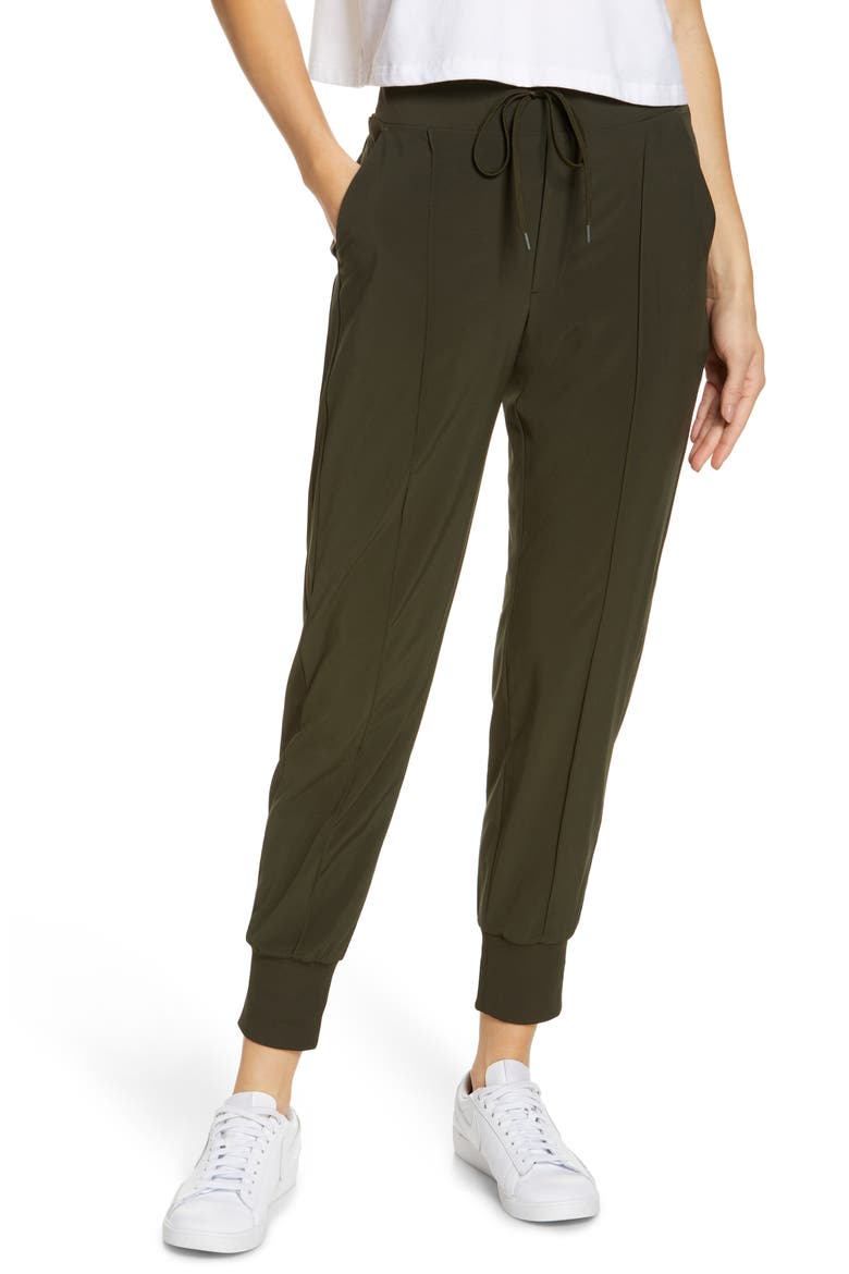 Getaway Pocket Stretch Recycled Polyester Joggers, Main, color, GREEN ROSIN