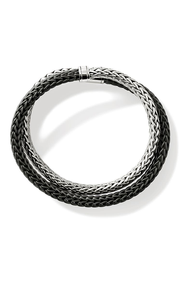 Icon Wrap, Sterling Silver, Rubber, 4.5mm, Alternate, color, SILVER/BLACK