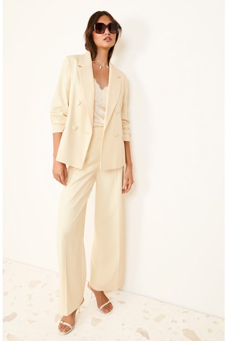 Crosshatch Double Breasted Blazer, Alternate, color, CREAM