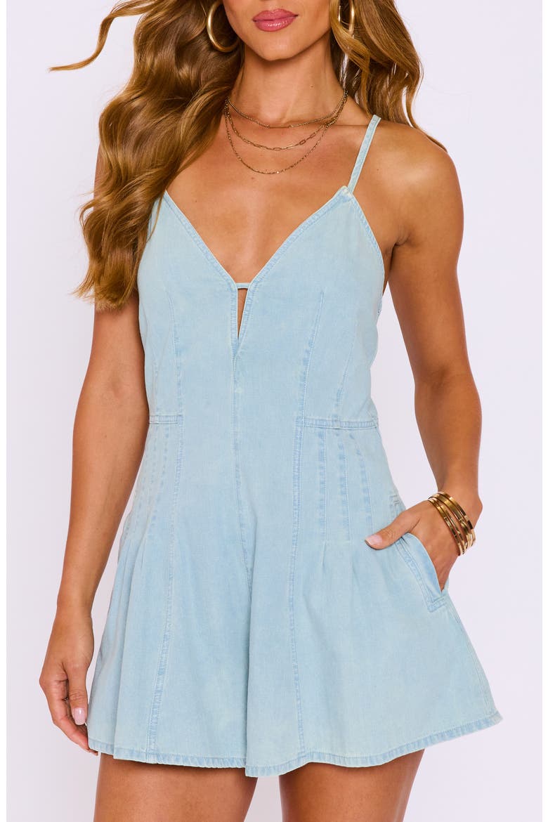 Rory Sleeveless Denim Romper, Alternate, color, MEDIUM WASH