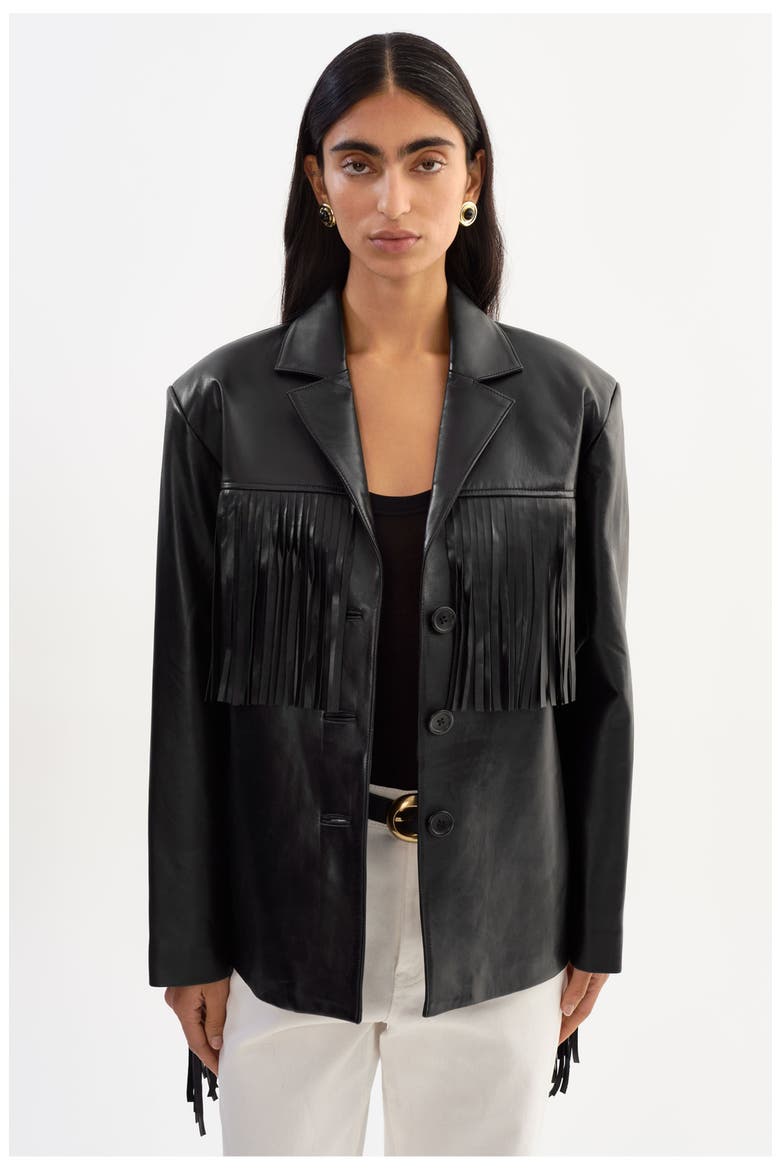 Rianne | Leather Fringe Jacket, Main, color, Black