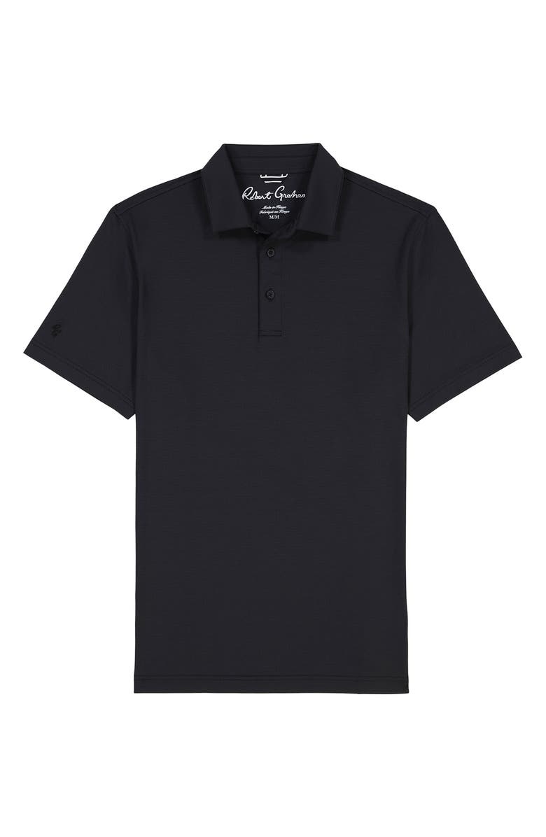 Robert Graham Falto Short Sleeve Stretch Knit Polo, Alternate, color, Black