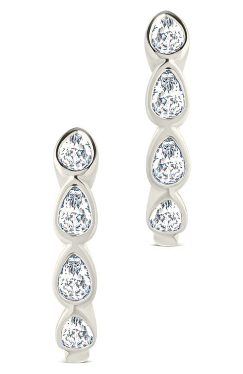 Sterling Forever Irvette Cubic Zirconia Hoop Earrings In Metallic
