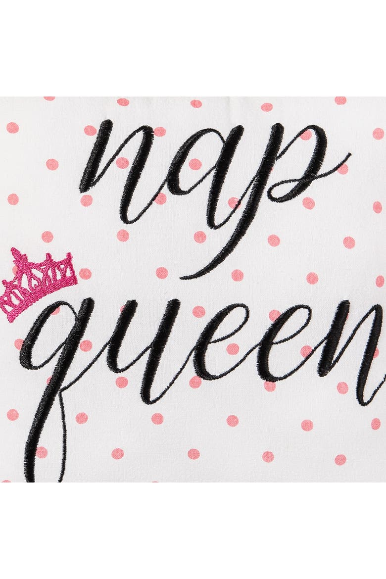 "Nap Queen" Pink Crown & Polka Dots Mini Accent Pillow 10" x 10", Alternate, color, Pink