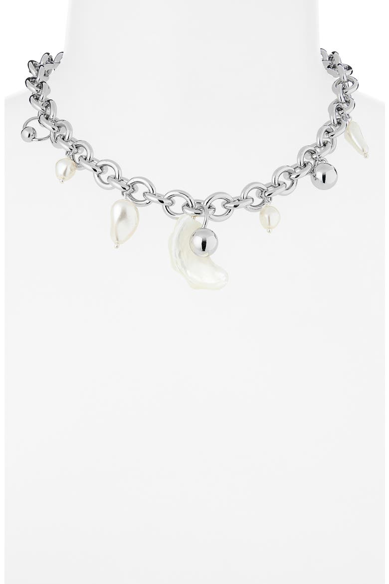 Tyler Mixed Charm Chain Necklace, Alternate, color, PALLADIUM