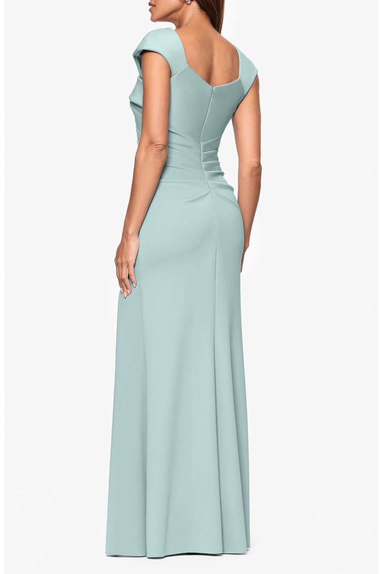 Asymmetric Neck Scuba Knit Trumpet Gown, Alternate, color, SAGE