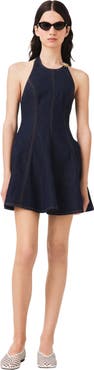 maje Short denim dress with brooch