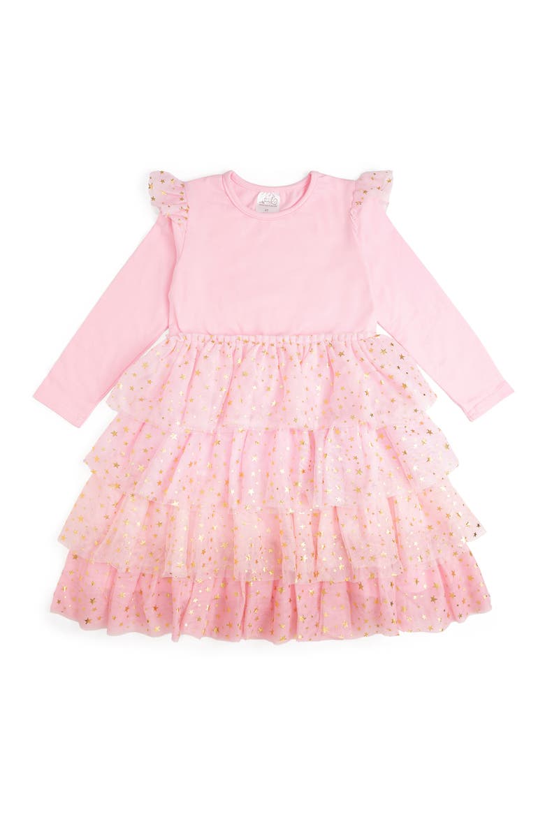 Pink Princess Tiered Long Sleeve Tutu Dress, Main, color, Ballet Pink