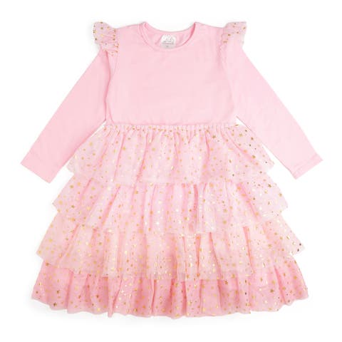 Pink Princess Tiered Long Sleeve Tutu Dress (Toddler, Little Kid & Big Kid)