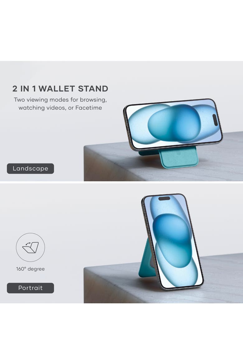 Vegan Leather Magnetic Wallet Stand, Alternate, color, Light Blue