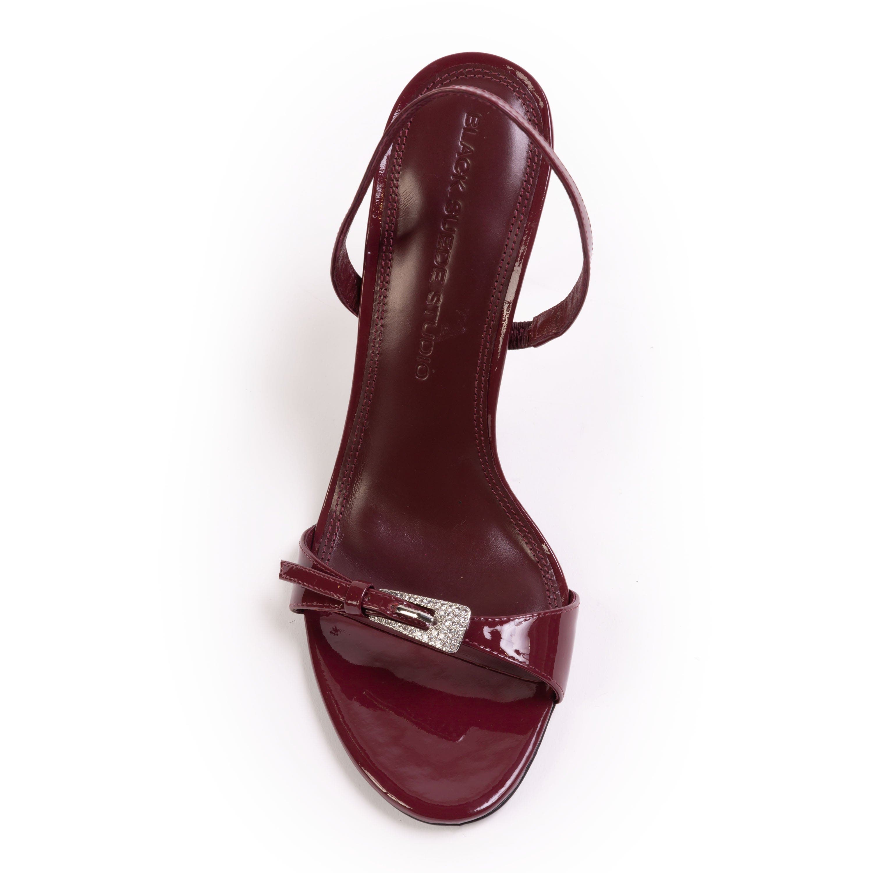 BLACK SUEDE STUDIO Romi 100 Patent Sandal, Alternate, color, Ruby Patent Leather