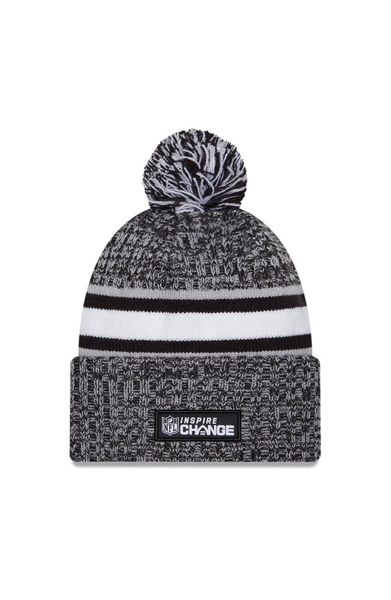 New Era Men's New Era Heather Black Los Angeles Rams 2023 Inspire Change Cuffed Knit Hat With Pom, Alternate, color, 